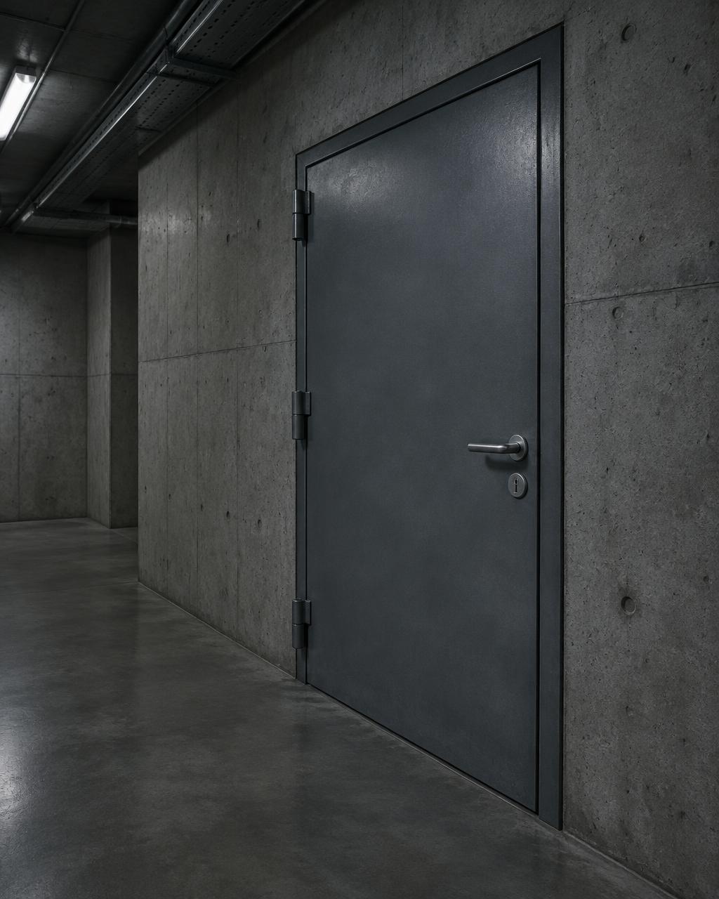 Stahltür in einem industriellen Gebäude